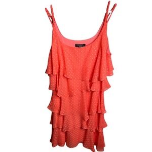 Signature By Robbie Bee Layered Pink/Peach Dress W/polka dot design